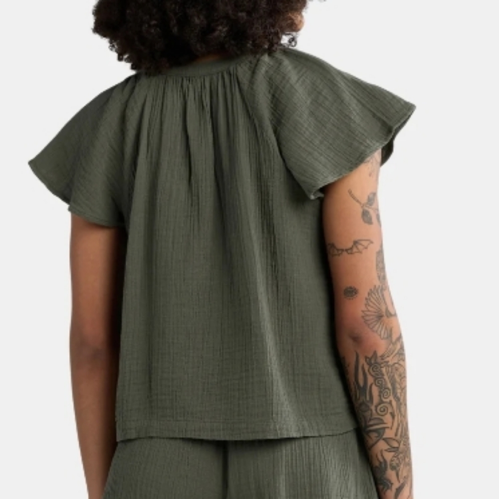Time And Tru NWT Cotton Gauze Summer Top Sz L 12-14 Army Green - Picture 2 of 11